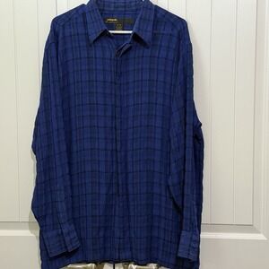 VTG Mens Pelle Pelle‎ Marc Buchanan Lightweight Blue Long Sleeve Button Down XL